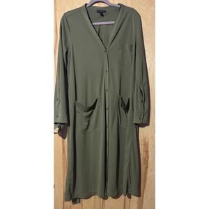 (1003) J. Crew Olive Green Duster/Dress with Belt Size m